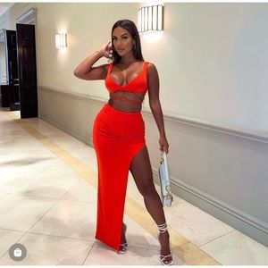 Naked Wardrobe Maxi thigh slit skirt